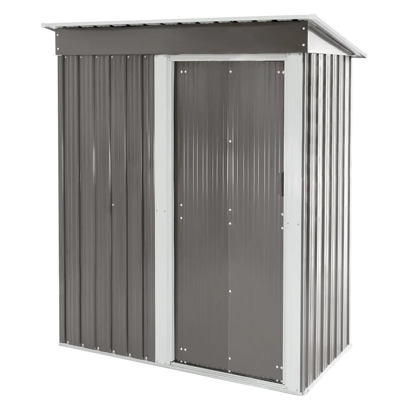 B-Ware Gerätehaus 150x184x76 cm Hellgrau aus Metall ML-Design
