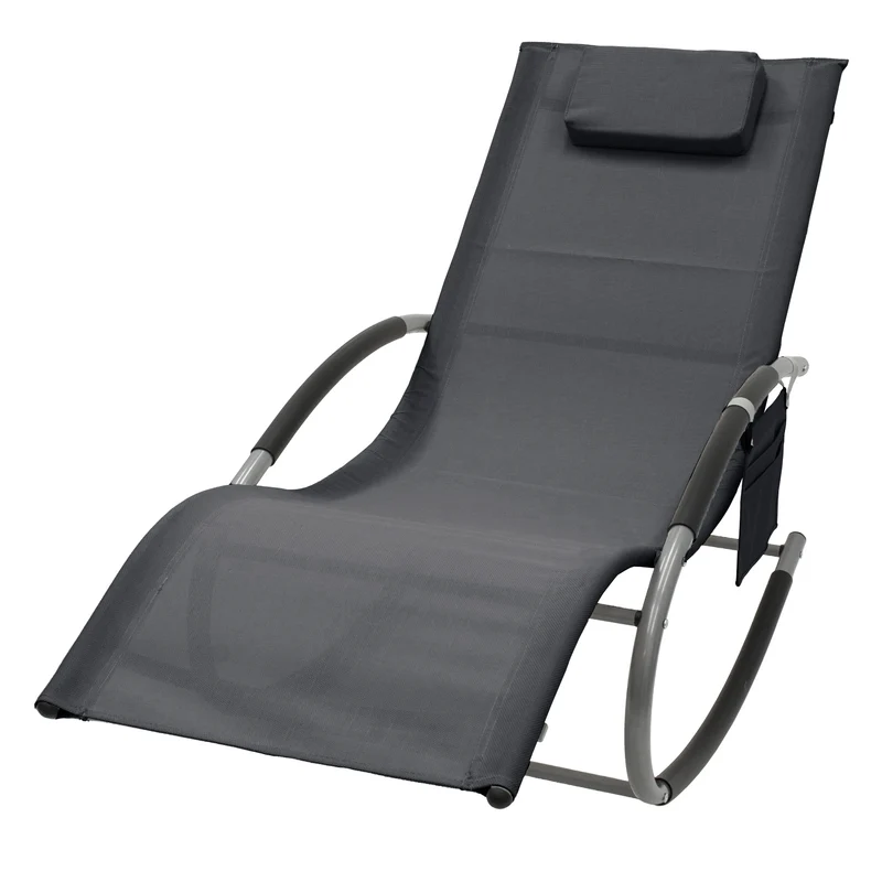 Schaukelliege mit Kopfkissen und Seitentasche Anthrazit aus Polyester und Stahl ML-Design
