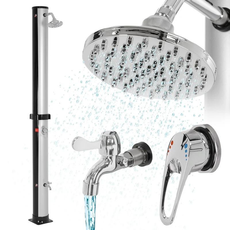 Solardusche 35L mit Fußdusche und Regenduschkopf 217,5 cm Silber/Schwarz ML-Design