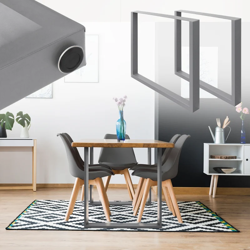 B-Ware Tischbeine 2er Set 60x72 cm Grau aus Metall