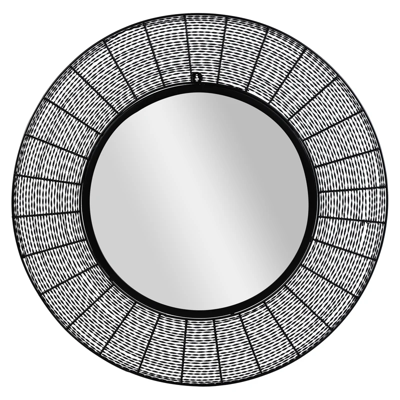 Wandspiegel Ø 84 cm Schwarz aus Glas und Metall WOMO-Design