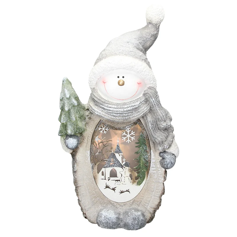 Schneemann mit LED Beleuchtung 53 cm aus Polyresin