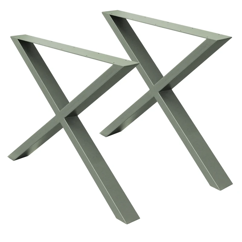 Tischbeine Tischgestell 2er Set X-Design 60 x 72 cm Steingrau aus Stahl ML-Design
