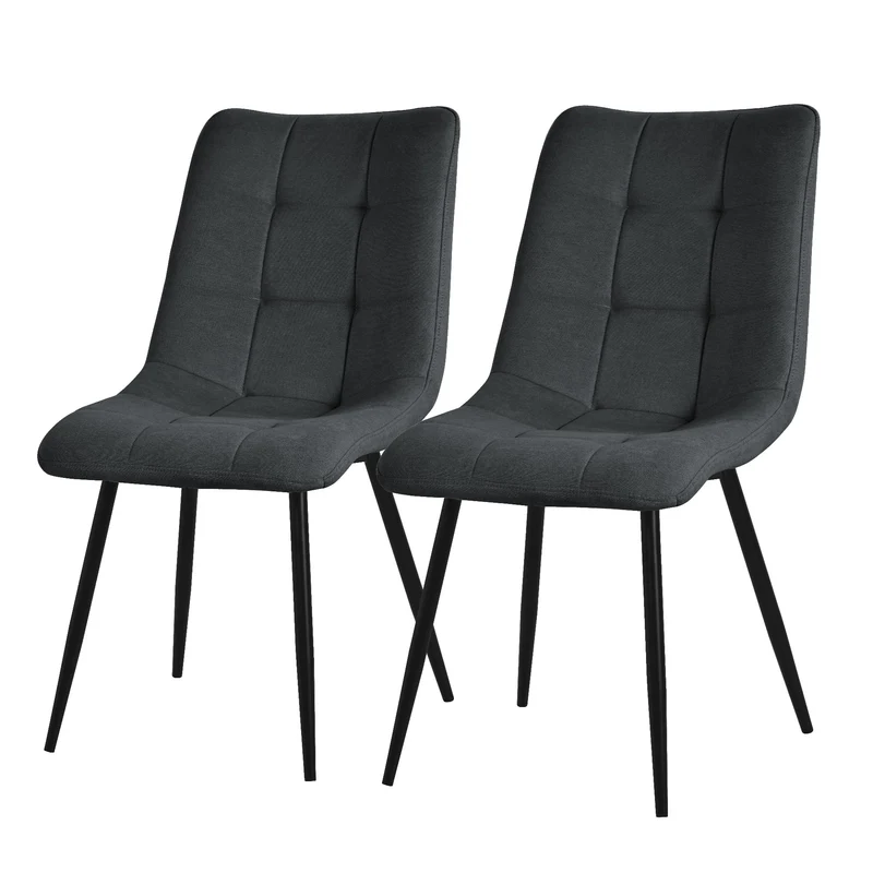 B-Ware Esszimmerstühle 2er Set Anthrazit Küchenstuhl mit Polyesterbezug und Stahlbeinen ML-Design