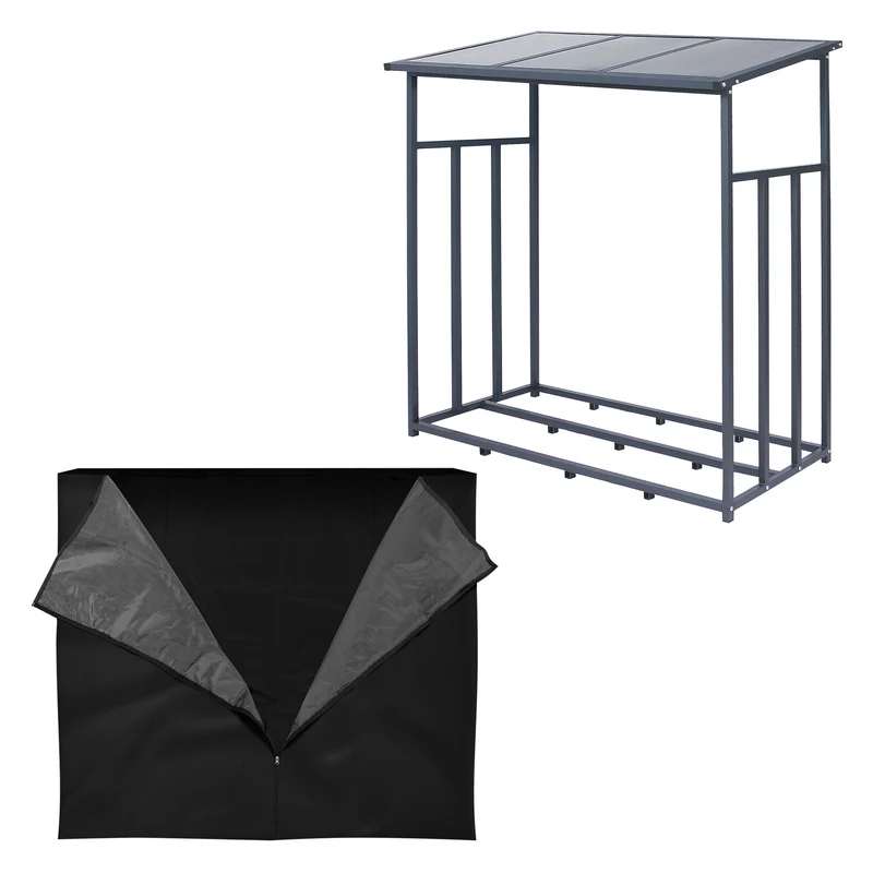 Kaminholzregal Brennholzregal mit Dach aus Stahl in Anthrazit ML-Design