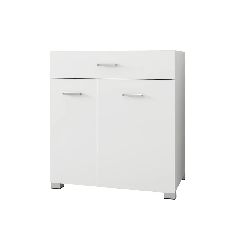 B-Ware Wäscheschrank mit Schublade 75x78,5x45 cm Weiß aus MDF mit Melamin-Finish ML-Design