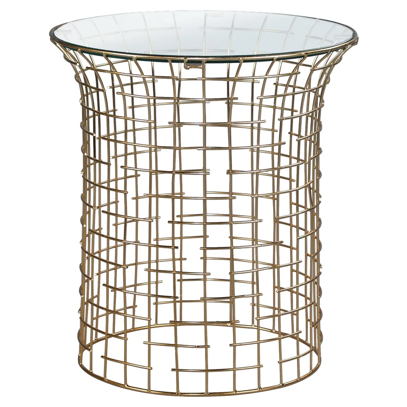 Beistelltisch 40x40x45 cm Schwarz/Gold aus Eisen un Glas WOMO-Design