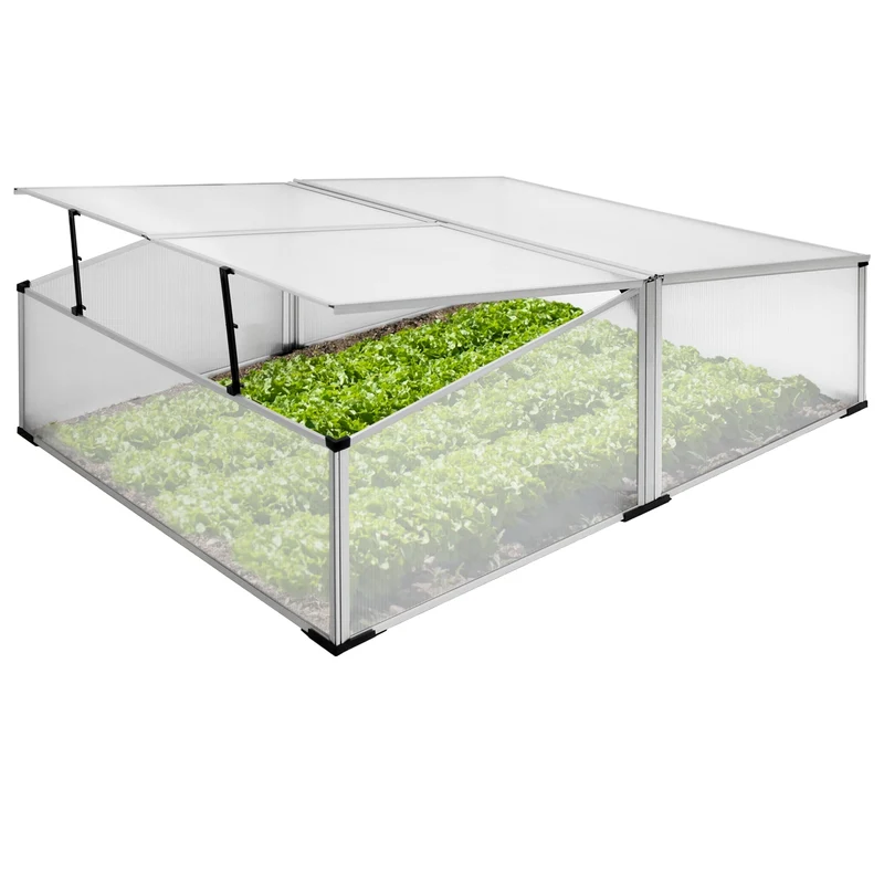 Doppel Frühbeet Gewächshaus 100x120x40 cm aus Polycarbonat mit Aluminium Rahmen