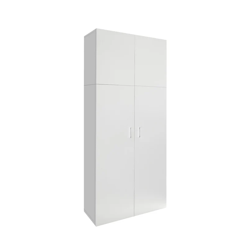Mehrzweckschrank aus Holz 182,4 cm Weiß Kleiderschrank mit 2 Türen und 8 Fächern ML-Design