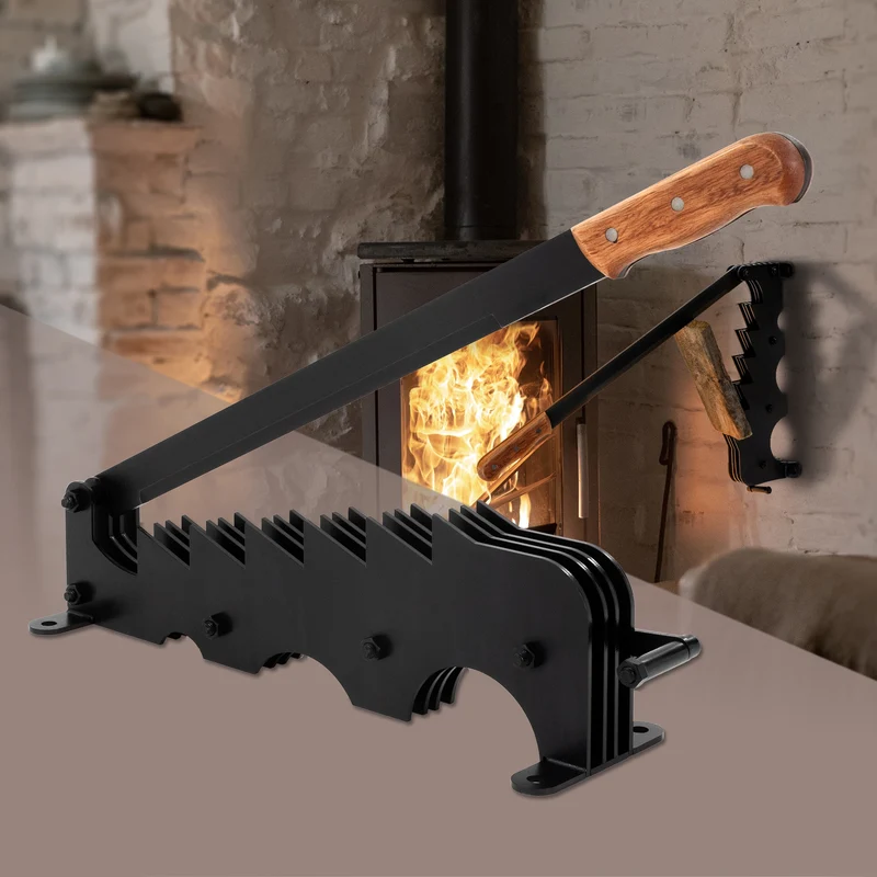 B-Ware Spanmesser Handholzspalter mit Holzgriff schwarz inkl. Montagematerial manueller Holzspalter