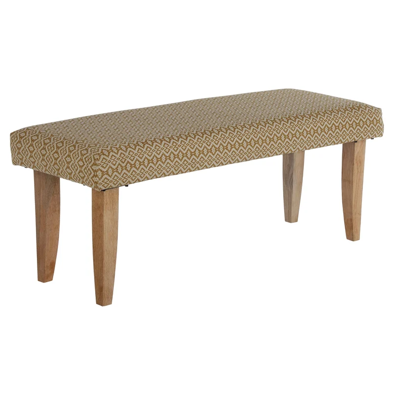 B-Ware Sitzbank 120x48x40 cm Weiß/Gold Stoffbezug mit Holzbeine WOMO-Design