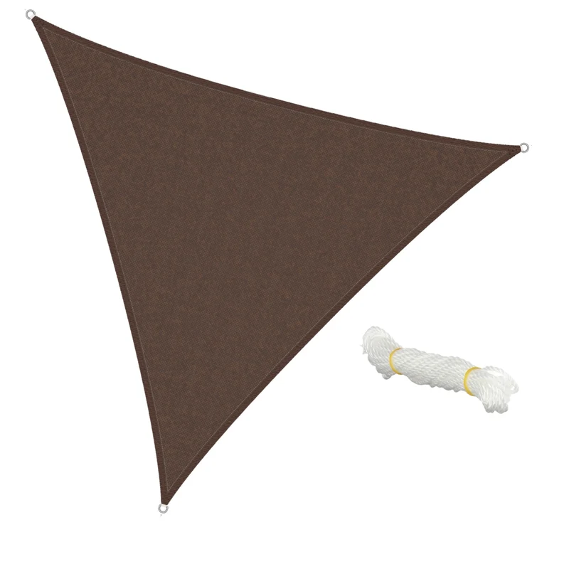 Sonnensegel dreieck 5x5x5 m Braun 100% HDPE mit UV Schutz inkl. Befestigungsseile