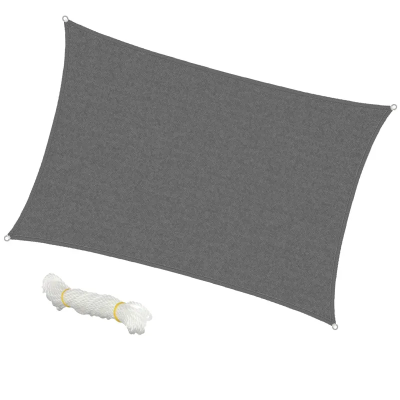 Sonnensegel rechteck 4x6 m Grau 100% HDPE mit UV Schutz inkl. Befestigungsseile