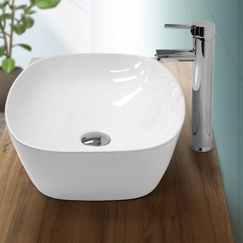 B-Ware Waschbecken Ovalform, 505x385x135 mm, weiß, ohne Überlauf, aus Keramik
