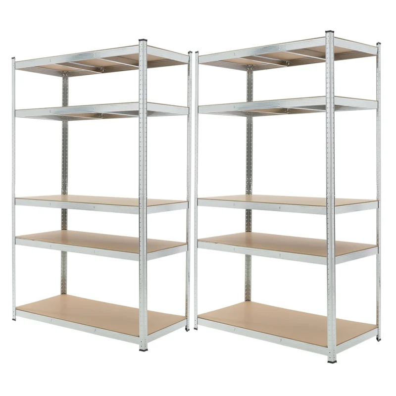 Werkstattregal 2er Set 200x120x50 cm Silber aus MDF Holzfaserplatte und Metall belastbar bis 875 kg