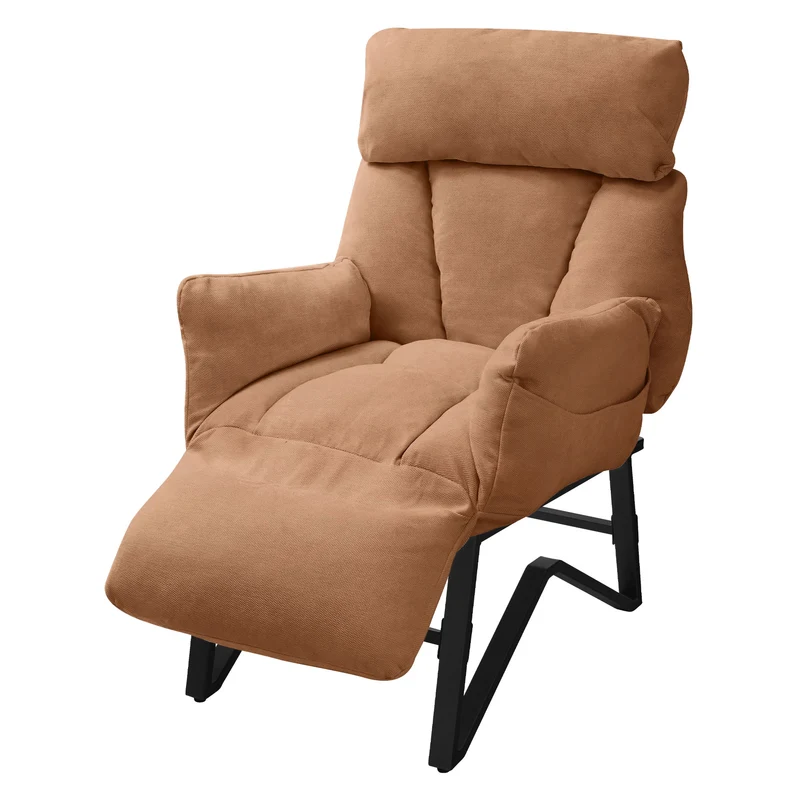 B-Ware Loungesessel mit Armlehnen Braun Relaxsessel mit Leinenbezug ML-Design