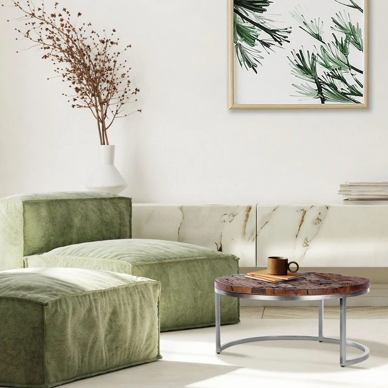 B-Ware Couchtisch Ø 70x35 cm Natur aus Akazienholz WOMO-Design