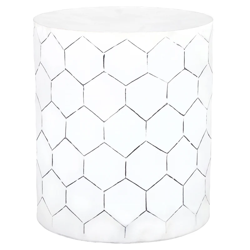 B-Ware Beistelltisch Ø 38x45 cm Weiß aus Metall WOMO-Design