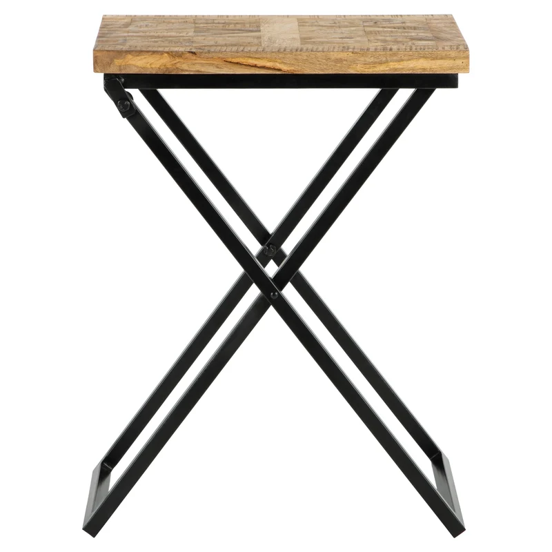 Beistelltisch 48x35x63 cm Schwarz aus Mangoholz und Metall WOMO-Design
