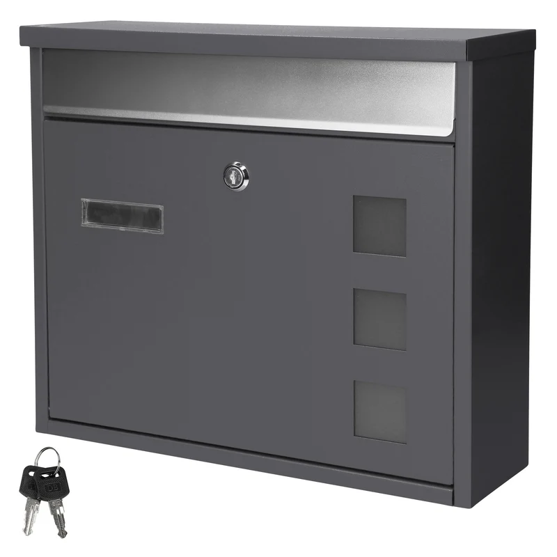 Briefkasten 36x31,5x11,5 cm Anthrazit aus Edelstahl ML-Design