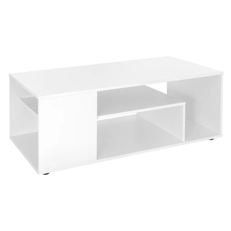 Couchtisch mit 4 Abstellflächen 110x50x41 cm Weiß aus Holz ML-Design