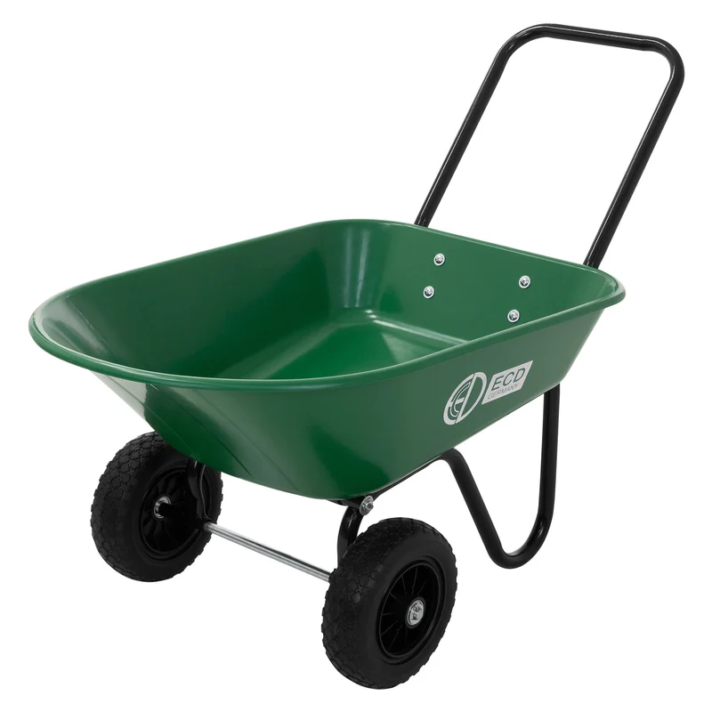 Schubkarrenwagen 78L, Gartenkarre mit Kippfunktion, Bauschubkarre mit Stahlrahmen, 2x PU-Reifen & PP-Wanne, 100 kg Tragkraft