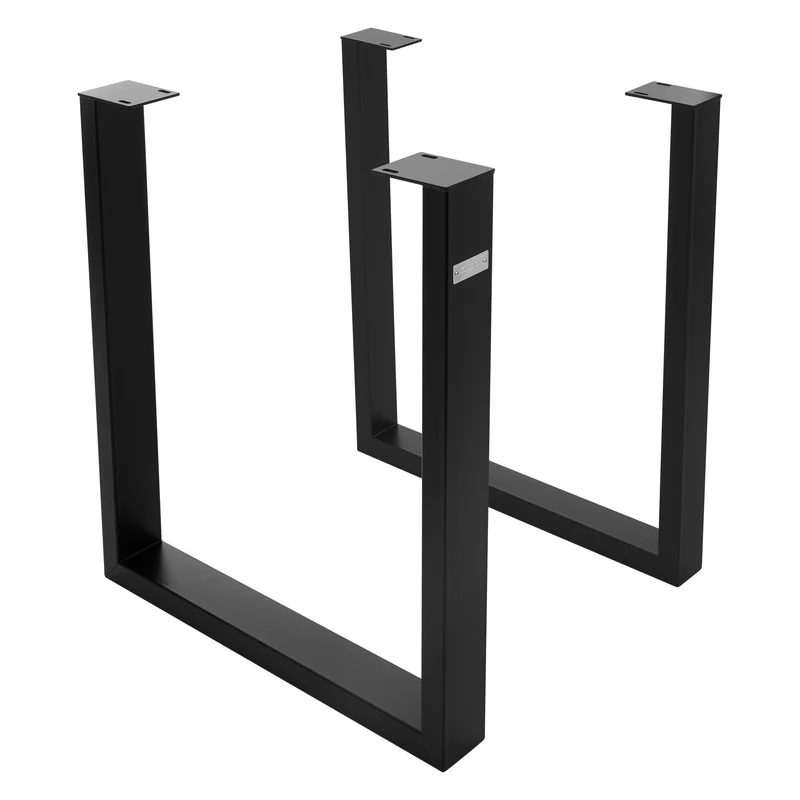 2er Set Tischgestell B70xH74 cm in U-Form Metall Schwarz ML-Design