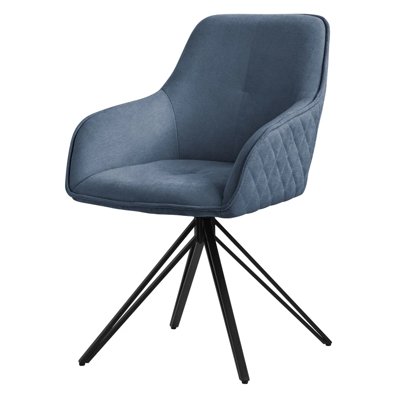 B-Ware Esszimmerstuhl drehbar Blau aus Textil Webstoff Küchenstuhl mit Rücken- und Armlehne ML-Design