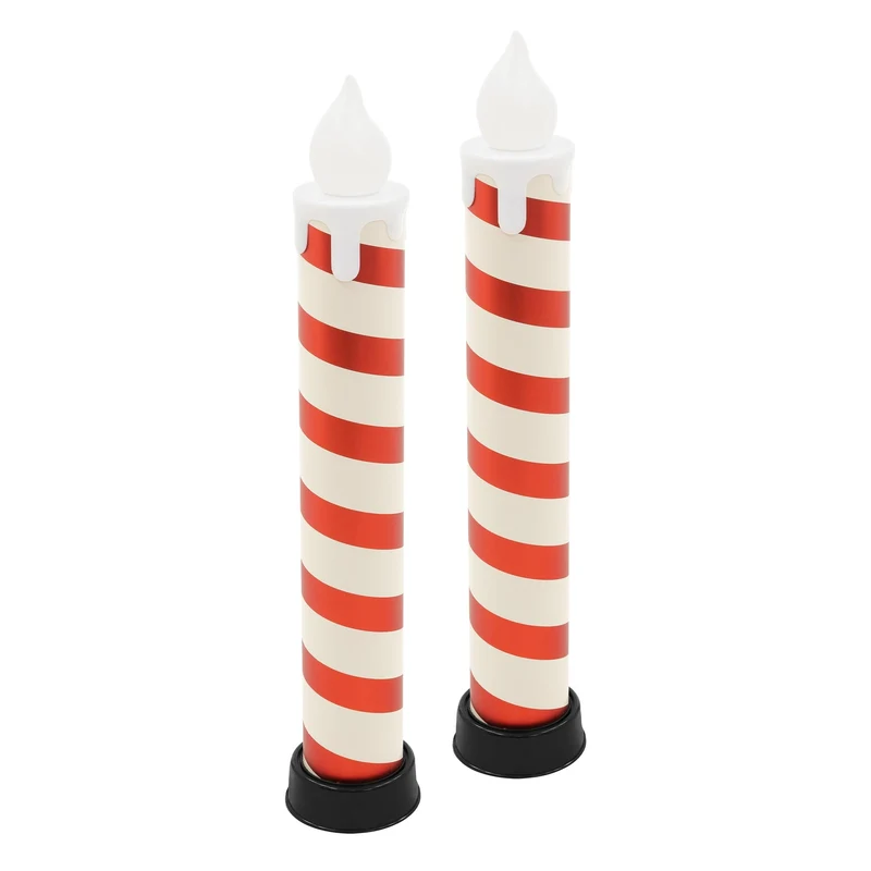 2x LED Flackernden Kerzen Weiß-Rot 82 cm Leuchtkerze mit Timer Innen & Außen