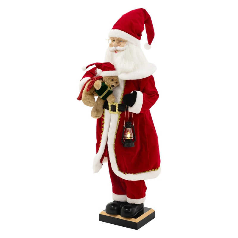 Weihnachtsmann 120 cm mit LED Licht Bewegung Sound Musik, Weihnachtsfigur für Innenbereich