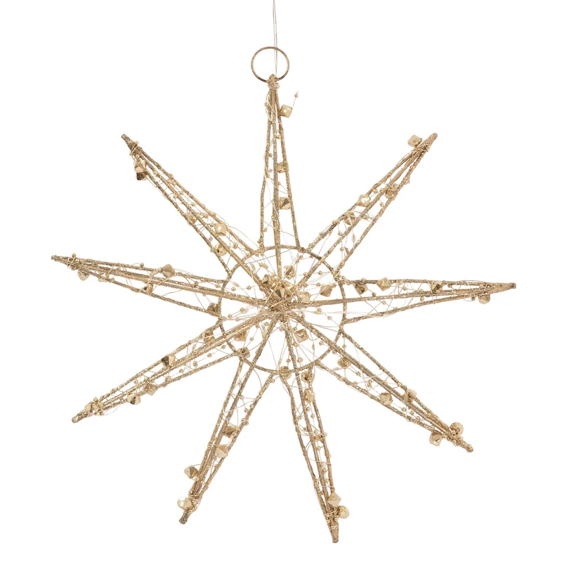 LED Weihnachtsstern 30 cm Gold aus Metall mit warmweißen LEDs
