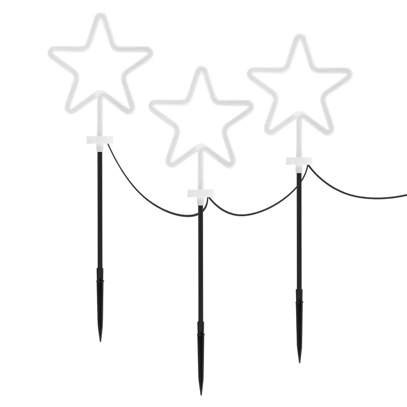 3er Set Gartenstecker Stern 58 cm für Innen & Außen Lichterkette für Weihnachten