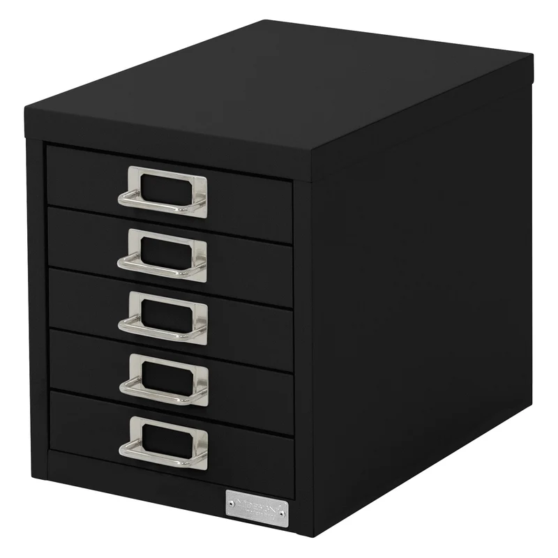 B-Ware Aktenschrank mit 5 Schubladen 28x38x33 cm Schwarz aus Metall ML-Design