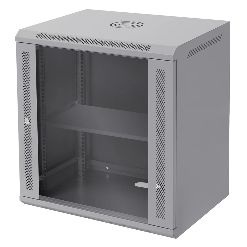 B-Ware Netzwerkschrank 12 HE 19 Zoll Grau 600 x 635 x 450 mm voll montiert Traglast 60 kg