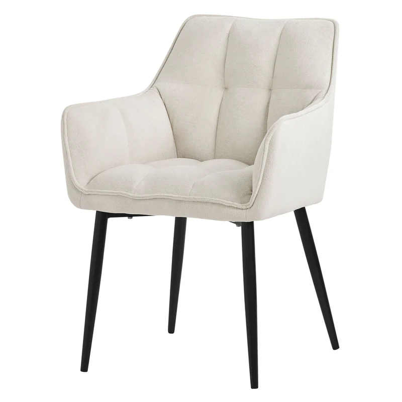 B-Ware Esszimmerstuhl Creme aus Frotteestoff mit gepolstertem Sitz ML-Design
