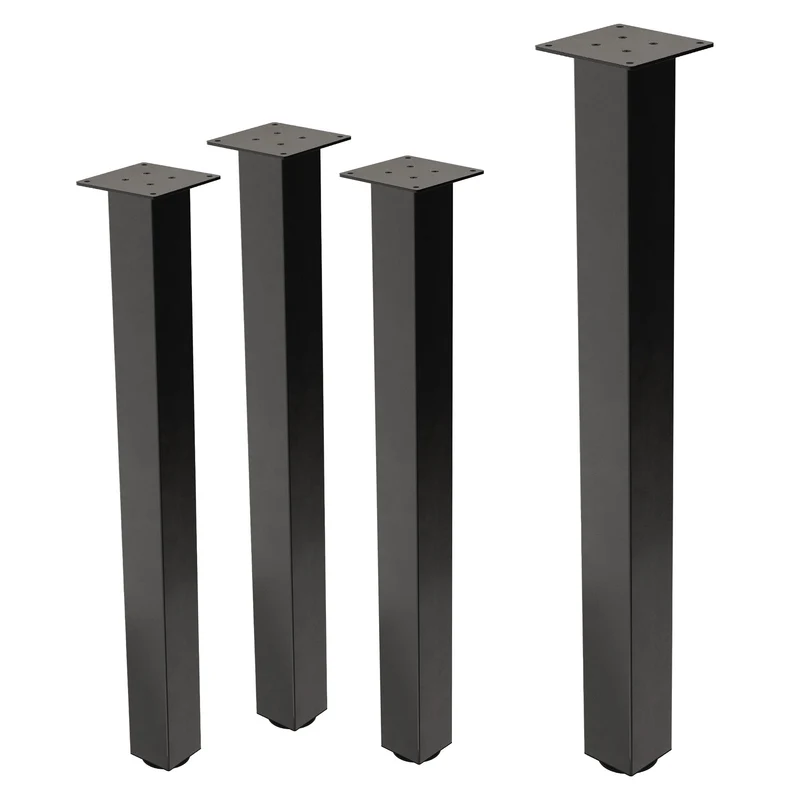 B-Ware 4er Set Tischbeine I-Design 90 cm Dunkelgrau Optik Industrial Stahl pulverbeschichtet Profil 8x8 cm Höhenverstellbare Möbelfüße ML-Design