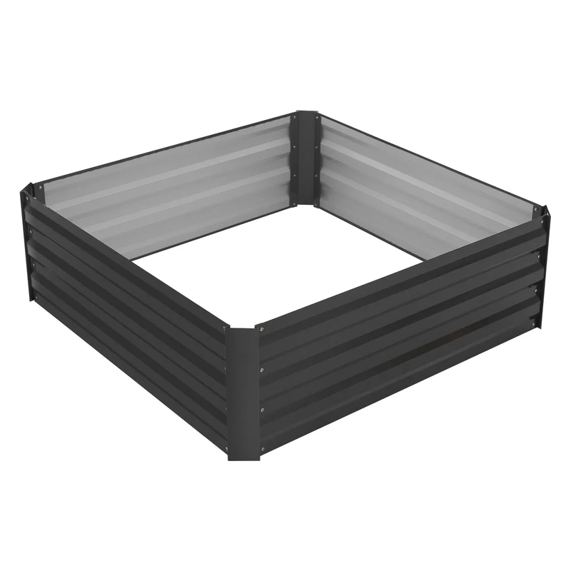 2er Set Hochbeet 90x90x30 cm Anthrazit aus Metall ML-Design