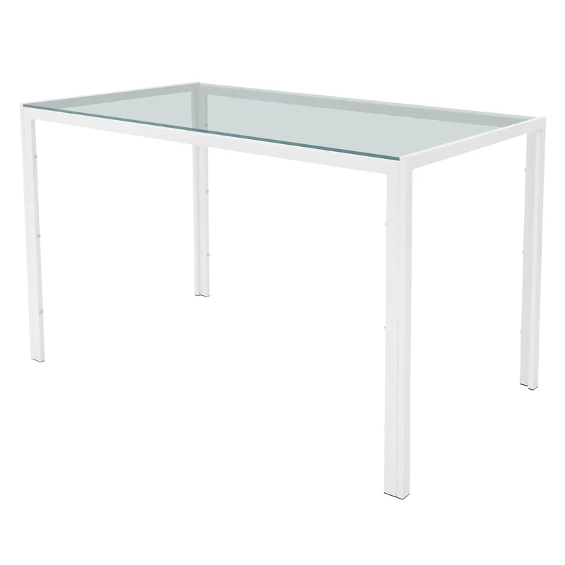 Esstisch für 4-6 Personen 120x70x75 cm Weiß Glastisch mit Stahlgestell ML-Design