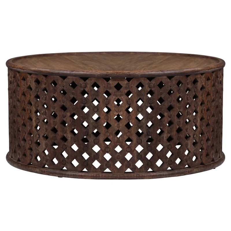 Couchtisch rund Ø 100x45 cm Braun aus Mangoholz WOMO-Design