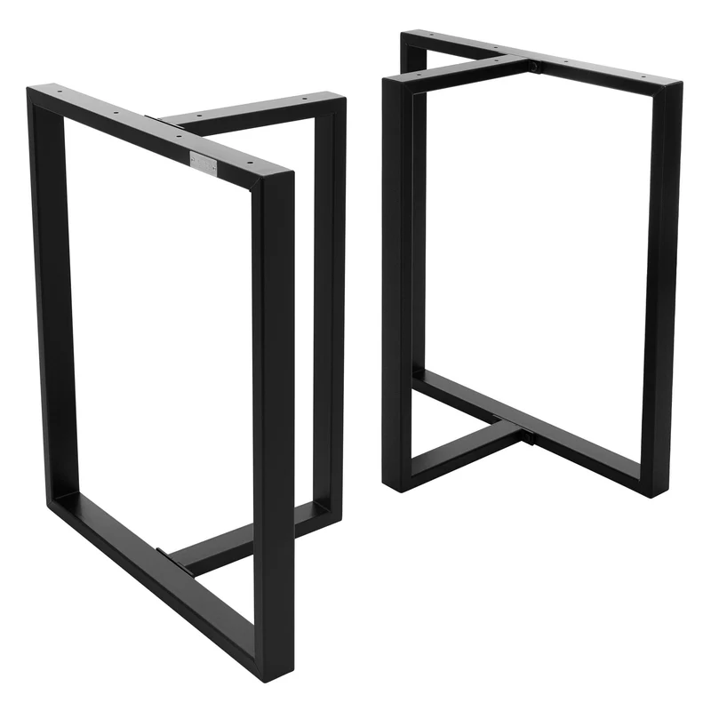 2er Set Tischgestell B60xH72 cm in T-Form Metall Schwarz ML-Design