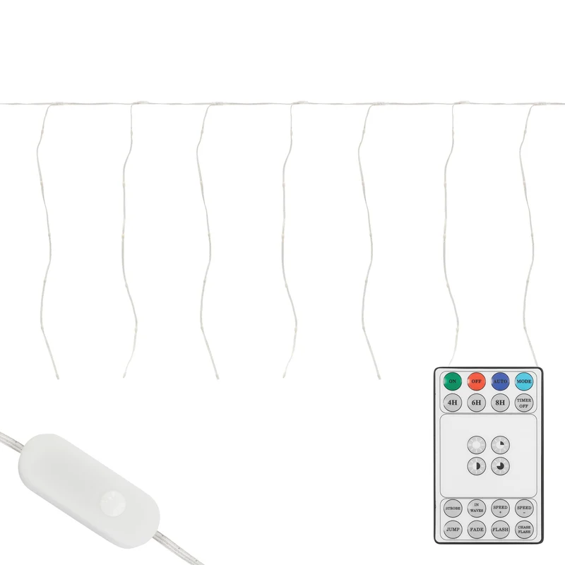 LED Lichtervorhang 3 m mit 120 LEDs Warmweiß IP44 Timer