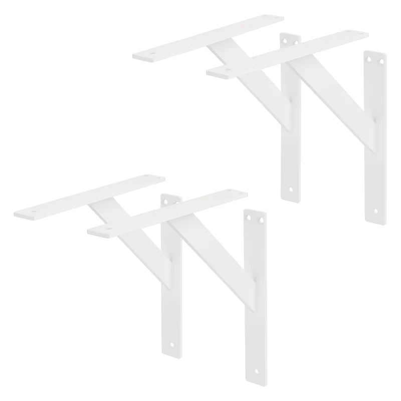 2x Wandkonsole Regalhalterung 2er Set 240 x 240 mm Weiß aus Aluminium ML-Design