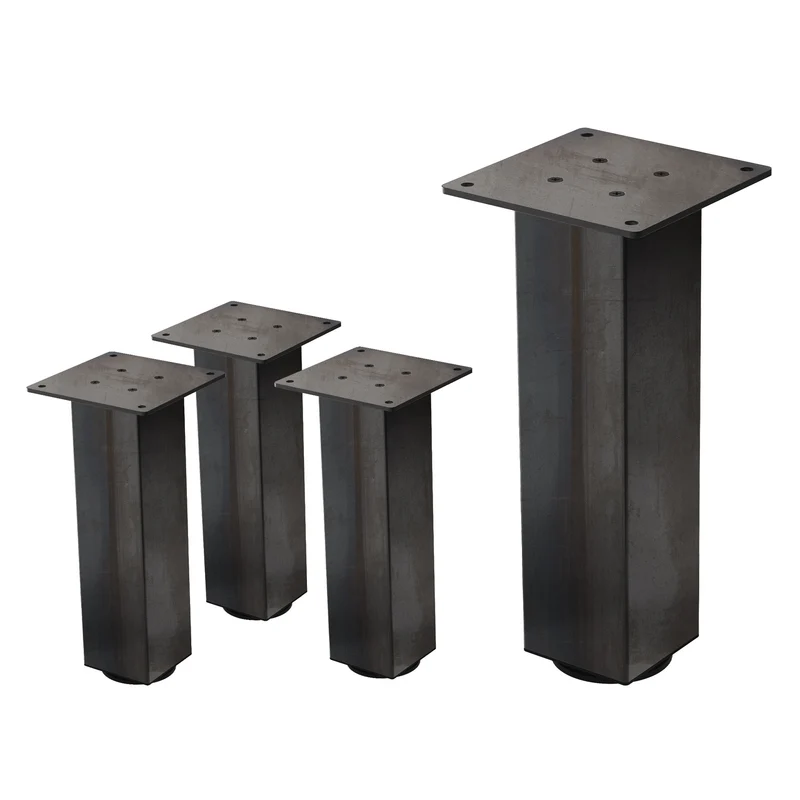 4er Set Tischbeine I-Design 30cm Industrial Tischgestell aus pulverbeschichteter Stahl, Profil 8x8cm, höhenverstellbare Möbelfüße ML-Design