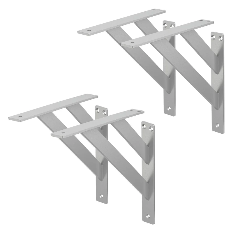 2er Set Wandkonsole Regalhalterung 2x 240 x 240 mm Silber aus Aluminium ML-Design