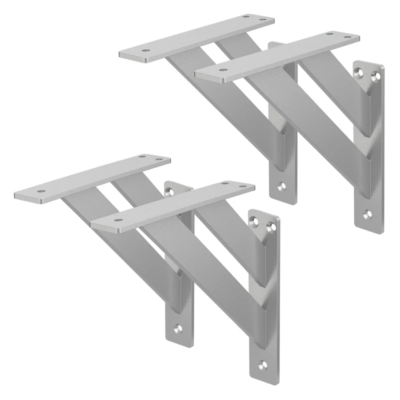 2er Set Wandkonsole Regalhalterung 2x 180 x 180 mm Silber aus Aluminium ML-Design