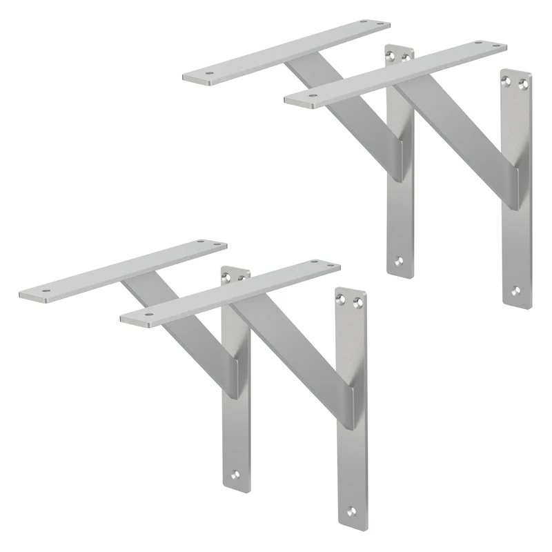 2er Set Wandkonsole Regalhalterung 2x 240 x 240 mm Silber aus Aluminium ML-Design