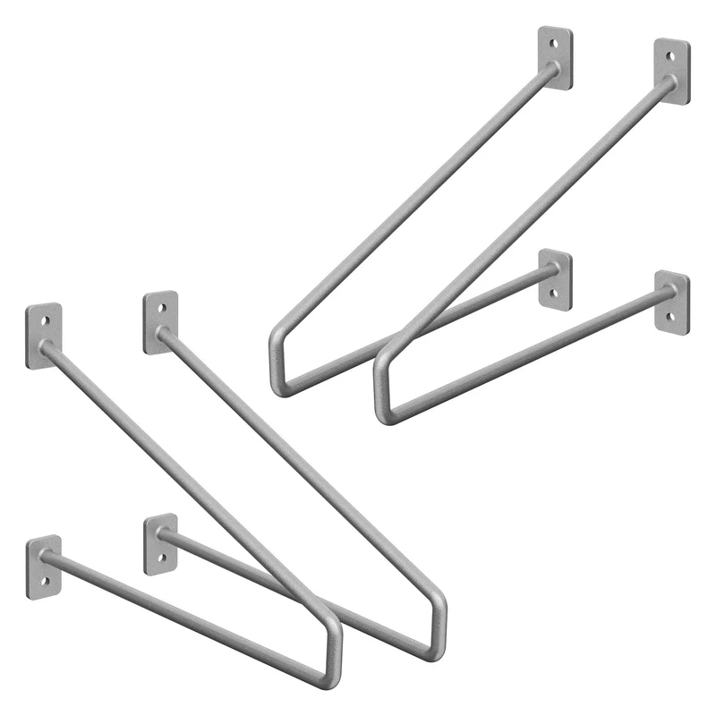 2er Set Wandkonsole Regalhalterung 2x 265 x 180 mm Grau aus Stahl ML-Design