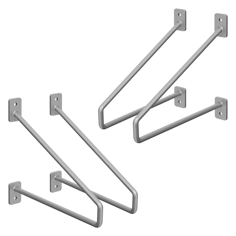 2er Set Wandkonsole Regalhalterung 2x 220 x 180 mm Grau aus Stahl ML-Design