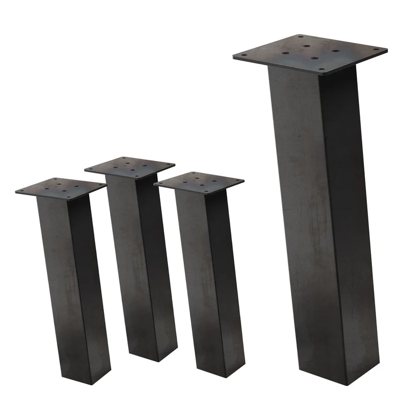 4er Set Tischbeine schräg H42 cm Optik Industrial Stahl Profil 8x8 cm I-Form 96° Neigung ML-Design
