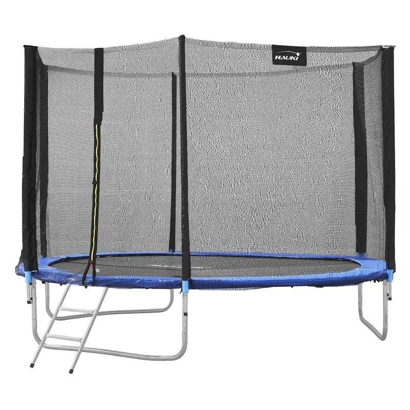 Trampolin Ø305 cm mit Sicherheitsnetz, Leiter und gepolsterten Stangen Blau bis 150kg HAUKI